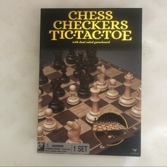 NEW Cardinal Games Chess Checkers Tic•Tac•Toe Dual Sided Game Board Family Games - Picture 2 of 8